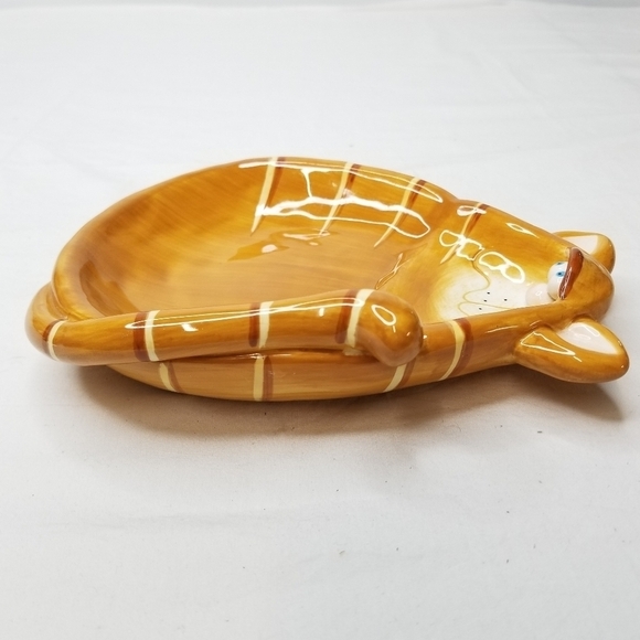 Cute Orange Ceramic Tabby Kitty Cat Kid's Plate or Dish - Picture 5 of 8